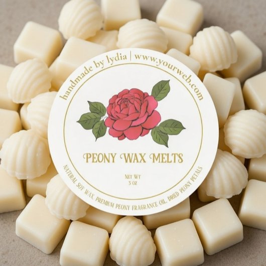 Rond Peony Wax Melts Personalized Floral Sticker Label