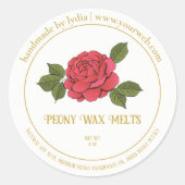 Rond Peony Wax Melts Personalized Floral Sticker Label (Devant)