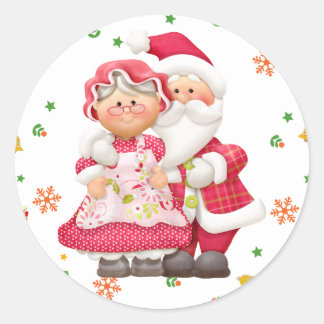 Rond Père Noël et Mme Claus Sticker