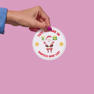 Rond Père Noël Nice Liste Sticker de Noël