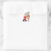 Rond Père Noël reiner Christmas sticker cadeau : A : (Sac)