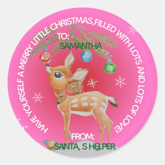 ROND PERSONALISED CHILDRENS CHRISTMAS STICKER (Devant)