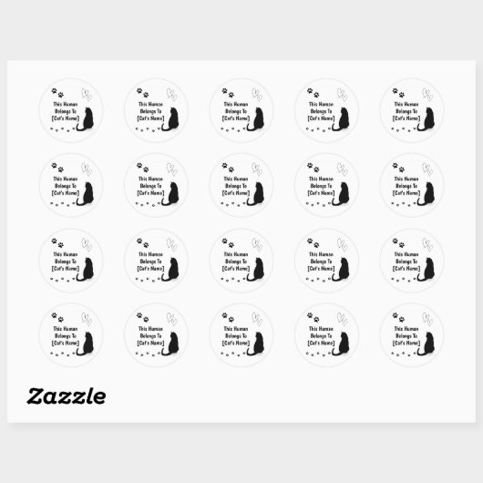 Rond Personalized Black Cat Sticker (Feuille)