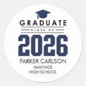 Rond Personalized Blue Class of 2026 Graduation Sticker (Devant)