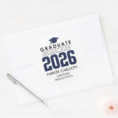 Rond Personalized Blue Class of 2026 Graduation Sticker (Enveloppe)