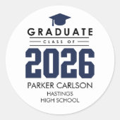 Rond Personalized Blue Class of 2026 Graduation Sticker (Devant)