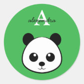 Rond Personalized Cute Panda Bear Monogram Sticker  (Devant)