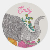 Rond Personalized Elephant Name Round Sticker (Devant)