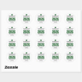 Rond Personalized GreenClass of 2026 Graduation Sticker (Feuille)