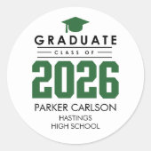Rond Personalized GreenClass of 2026 Graduation Sticker (Devant)