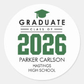 Rond Personalized GreenClass of 2026 Graduation Sticker (Devant)