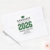 Rond Personalized GreenClass of 2026 Graduation Sticker (Enveloppe)