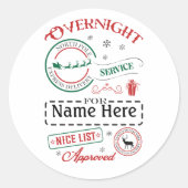 Rond Personalized North Pole Express Delivery Sticker (Devant)