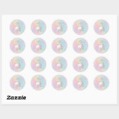 Rond Personalized Pastel Unicorn Happy Birthday Sticker (Feuille)