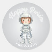 Rond Personalized Purim Sticker – Robot Theme (Devant)