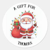 Rond Personalized Santa Gift Label Sticker Custom Name (Devant)
