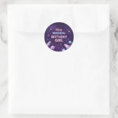 Rond Personalized Space Birthday Girl Party Sticker (Sac)