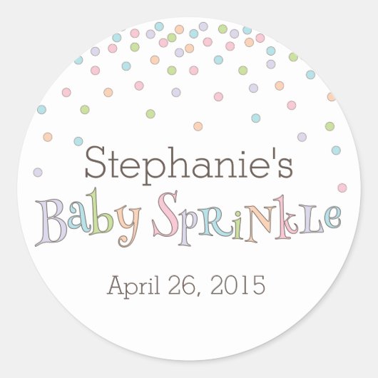 Rond Petit Bébé Sprinkle Confetti Douche Faveur Sticker (Devant)