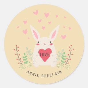 Rond Petit lapin mignon 'n Hearts Classic Round Sticker