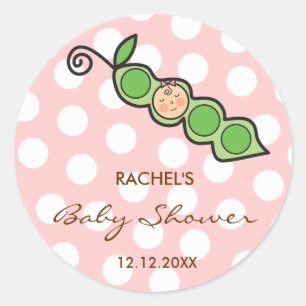 Rond Petit pois de fille dans un Sticker Baby shower ro