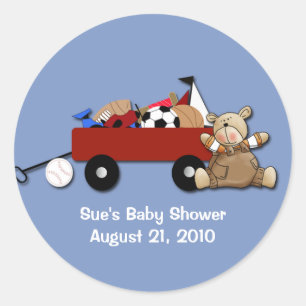 Rond Petit Red Wagon Teddy Bear Sports Sticker personna