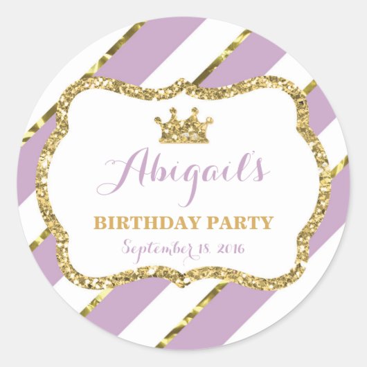Rond Petit Sticker Princesse, Violet, Or (Devant)