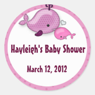 Rond Petite baleine Bébé maman Kiss Sticker fille rose