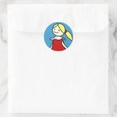 Rond Petite fille en Sticker rouge (Sac)