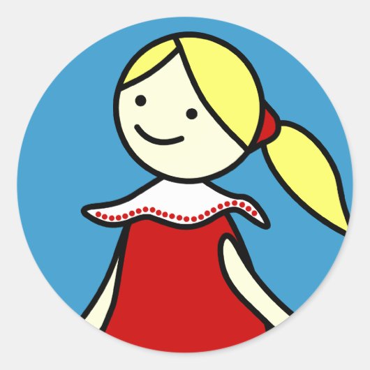 Rond Petite fille en Sticker rouge (Devant)