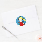 Rond Petite fille en Sticker rouge (Enveloppe)