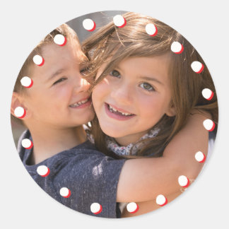 Rond Photo Holiday Sticker : Cadre blanc et rouge