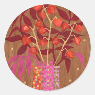 Rond Physalis Lanternes chinoises Sticker floral d'auto