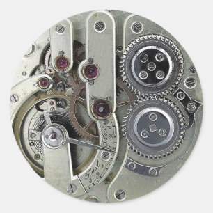 Rond Pièces mobiles Steampunk Sticker argent