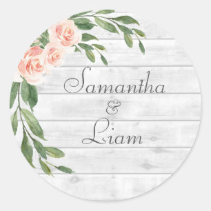 Rond Pinceau de bois rustique blanc Sticker