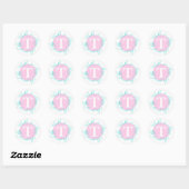 Rond Pink, Aqua Monogram T Sticker Merci 5 (Feuille)