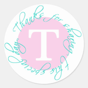 Rond Pink, Aqua Monogram T Sticker Merci 5