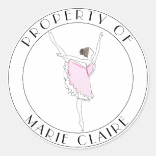 Rond Pink Ballerina Propriété De Nom Appartient Sticker