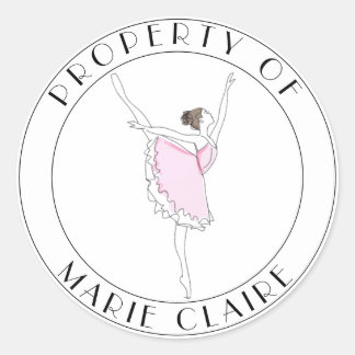 Rond Pink Ballerina Propriété De Nom Appartient Sticker