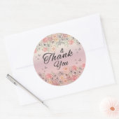 Rond Pink Floral Butterfly Round Thank You Sticker (Enveloppe)