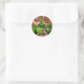 Rond Pink Foxgloves Happy Anniversaire Sticker (Sac)