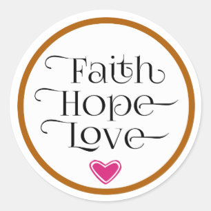 Rond Pink Heart Faith Hope Love Sticker