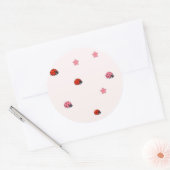 Rond Pink Ladybug Garden Pattern Sticker (Enveloppe)