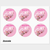 Rond Pink Orchids “Happy Easter” Sticker (Feuille)