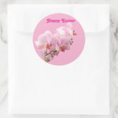Rond Pink Orchids “Happy Easter” Sticker (Sac)