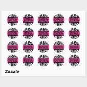 Rond Pink & Zebra Print DIVA Typography Party Sticker (Feuille)
