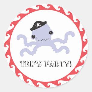 Rond Pirate Octopus Favoriser Sticker