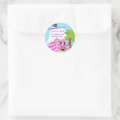 Rond Pirate Ship Girl Anniversaire Sticker Merci (Sac)