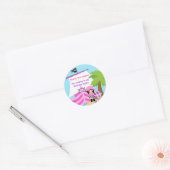 Rond Pirate Ship Girl Anniversaire Sticker Merci (Enveloppe)