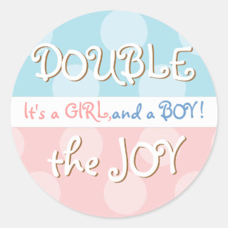 Rond Pixie Polka Dot Twin Boy & Girl Baby Sticker