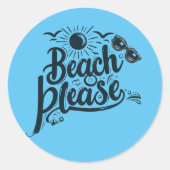 Rond Plage bleue et noire S'il vous plaît Sticker (Devant)